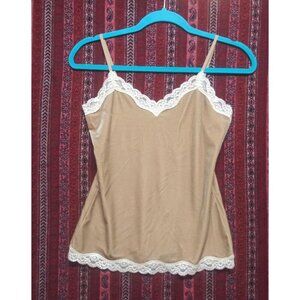 Ann Taylor Loft Camisole Tank top XS Velvet Beige nude spaghetti adjustable lace